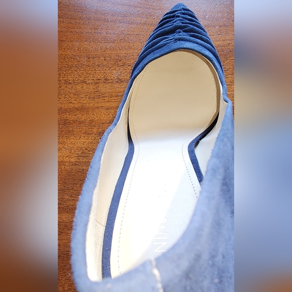 NineWest blue suede leather block heels, sz: 9.5 "Harlyn" NEW! rouching on toes - Picture 6 of 12